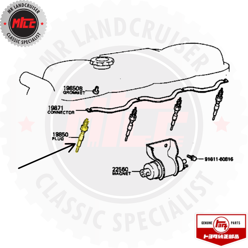 Glow Plug suits 40 Series Toyota Landcruiser H 2H B 2B 12V 8.5V 1/1975 - 7/1980