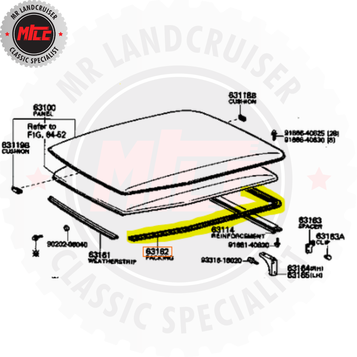 diagram of Main Roof Seal suits 40 Series