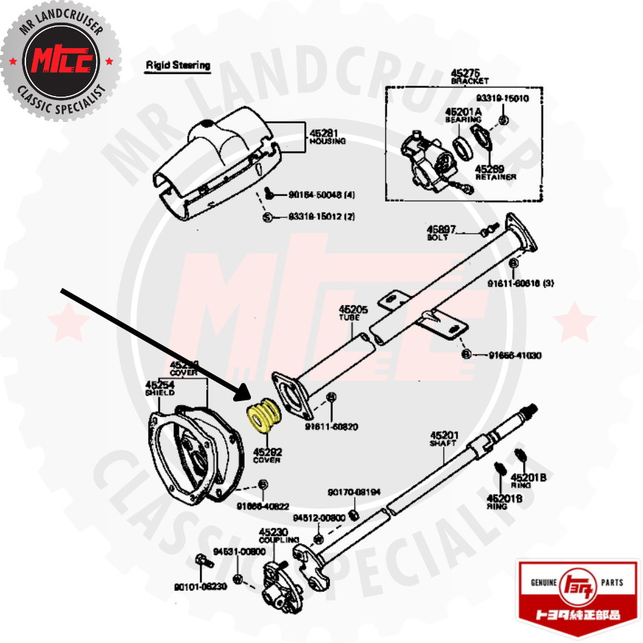 Genuine Toyota Lower Steering Column Dust Seal suits Landcruiser 40 Series 1974 - 1984