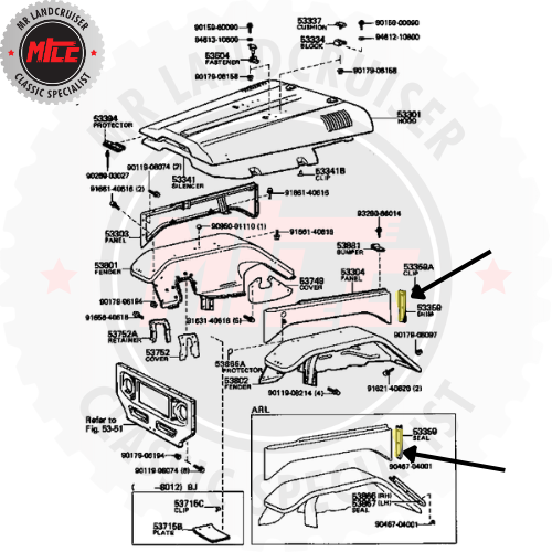 Side apron seal pair suits toyota landcruiser 1958 - 1982