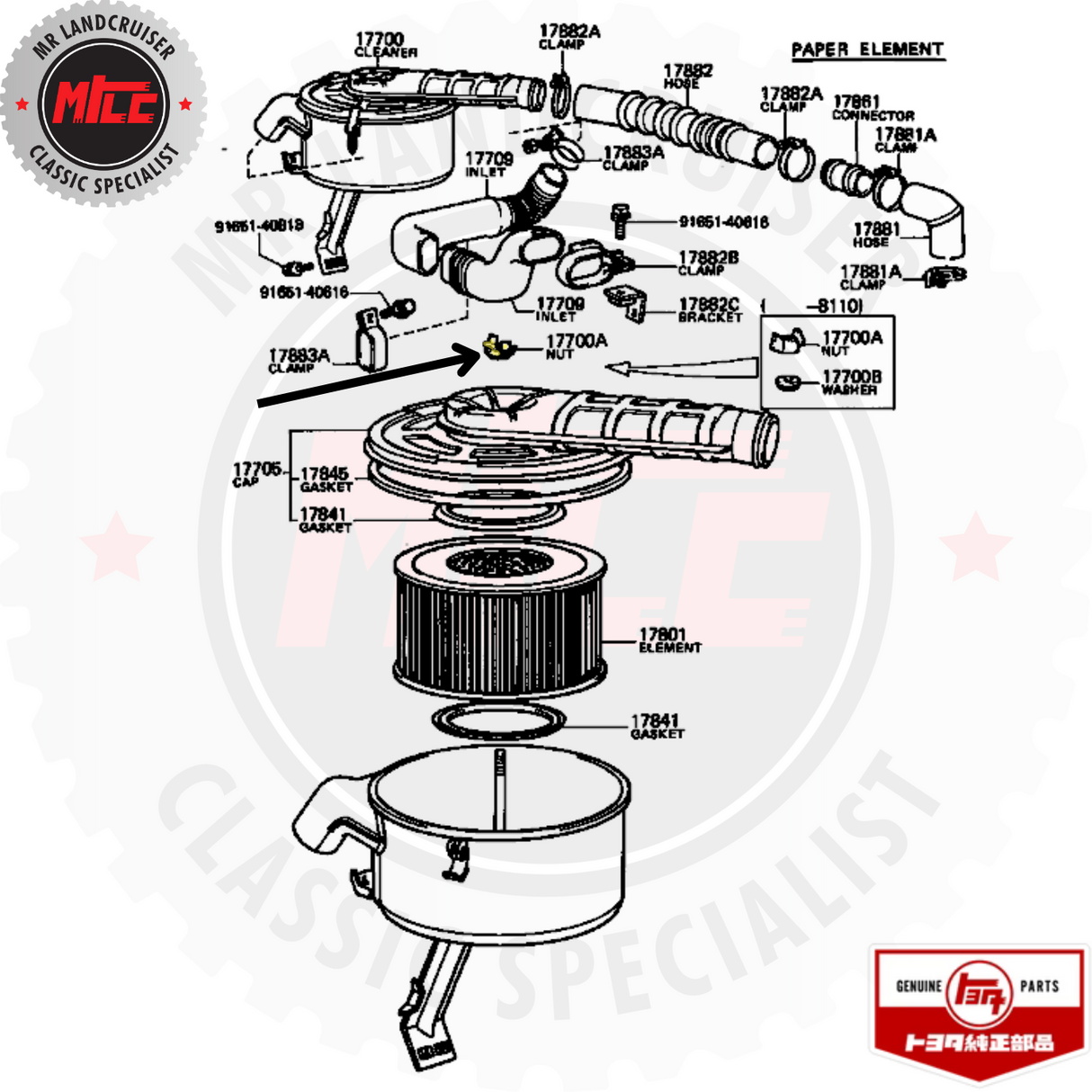 Genuine Toyota Wing Nut Air Cleaner Cover suits 40, 60, & 70 Series Landcruiser