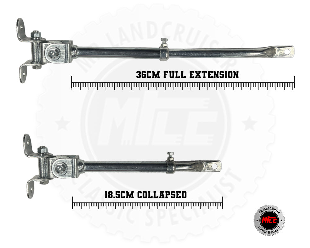 fully extended measurement of Genuine Toyota Telescopic Mirror Arm for 40 Series Landcruiser