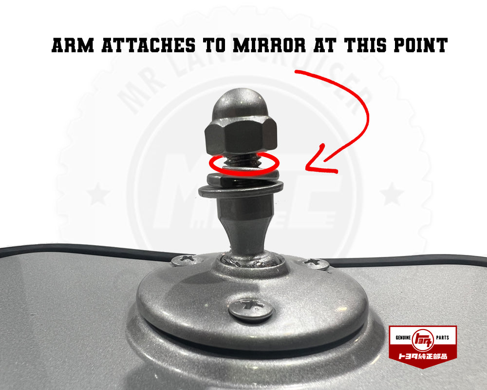 Installation point for Genuine Toyota Telescopic Mirror Arm for 40 Series Landcruiser