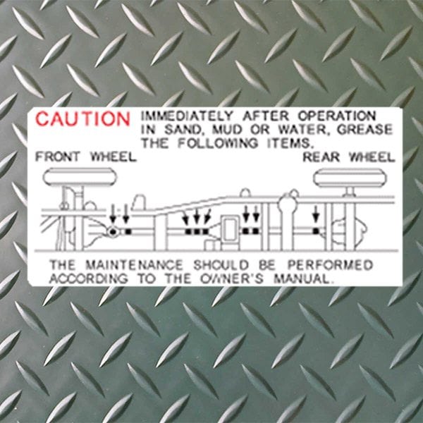 グローブボックス デカール内のグリース ポイント