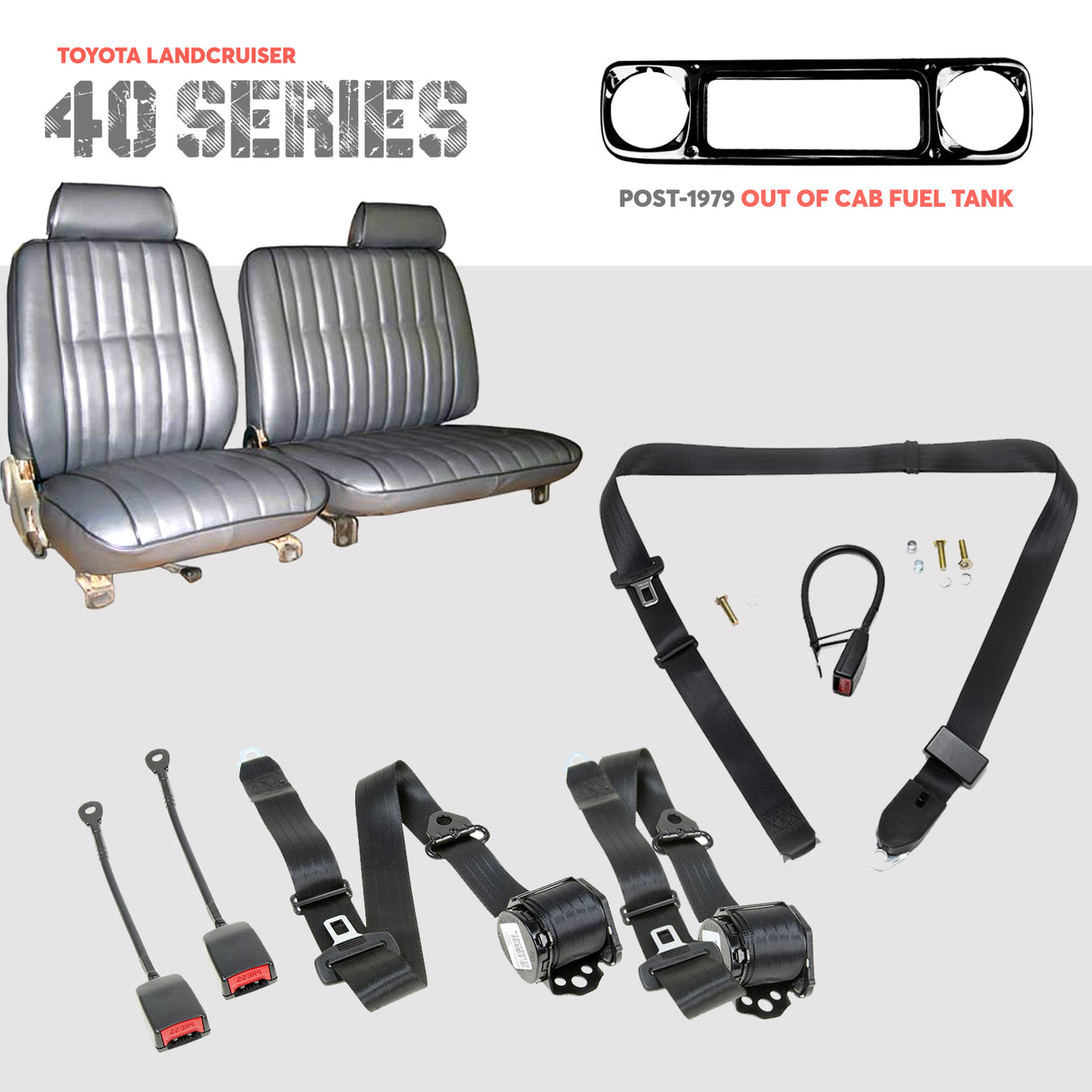 Seat Belt Kit - Driver & 3/4 Bench (fuel tank out of cab)