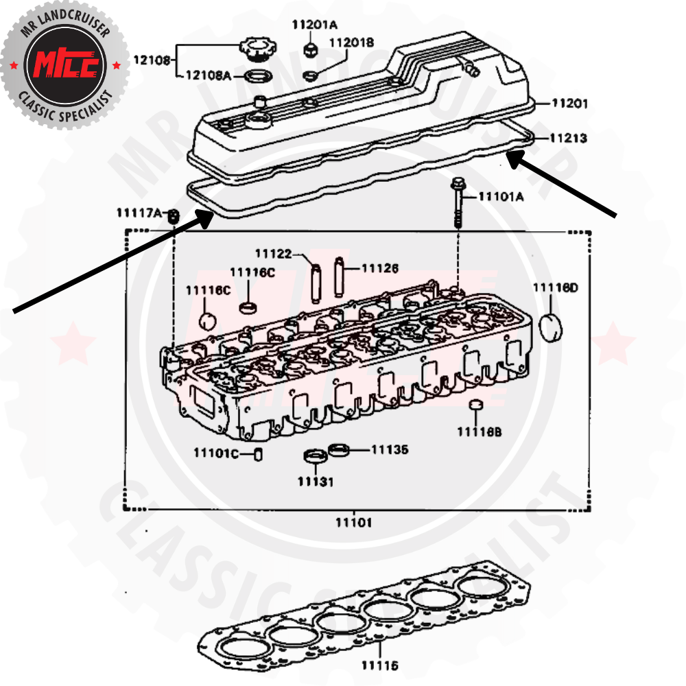 Valve Cover Gasket for Toyota Landcruiser 12HT exploded diagram