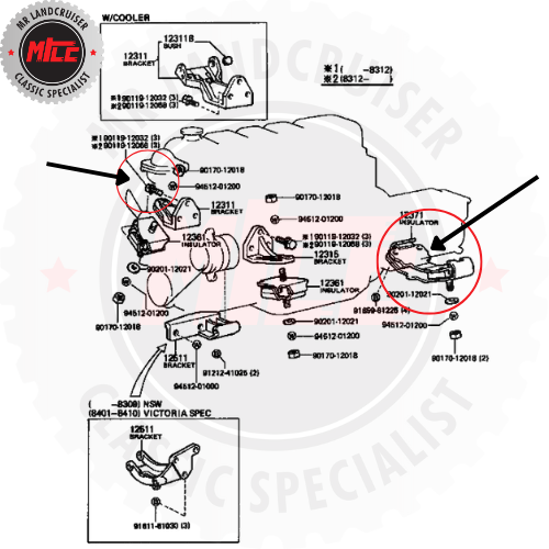 Engine Mount Rear 2F suits 40 & 60 Series Toyota Landcruiser