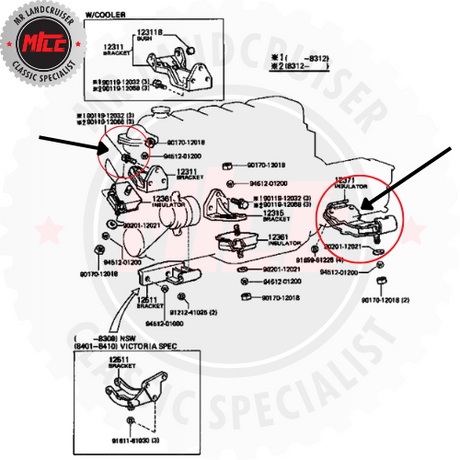 Engine Mount Rear 2F suits 40 & 60 Series Toyota Landcruiser