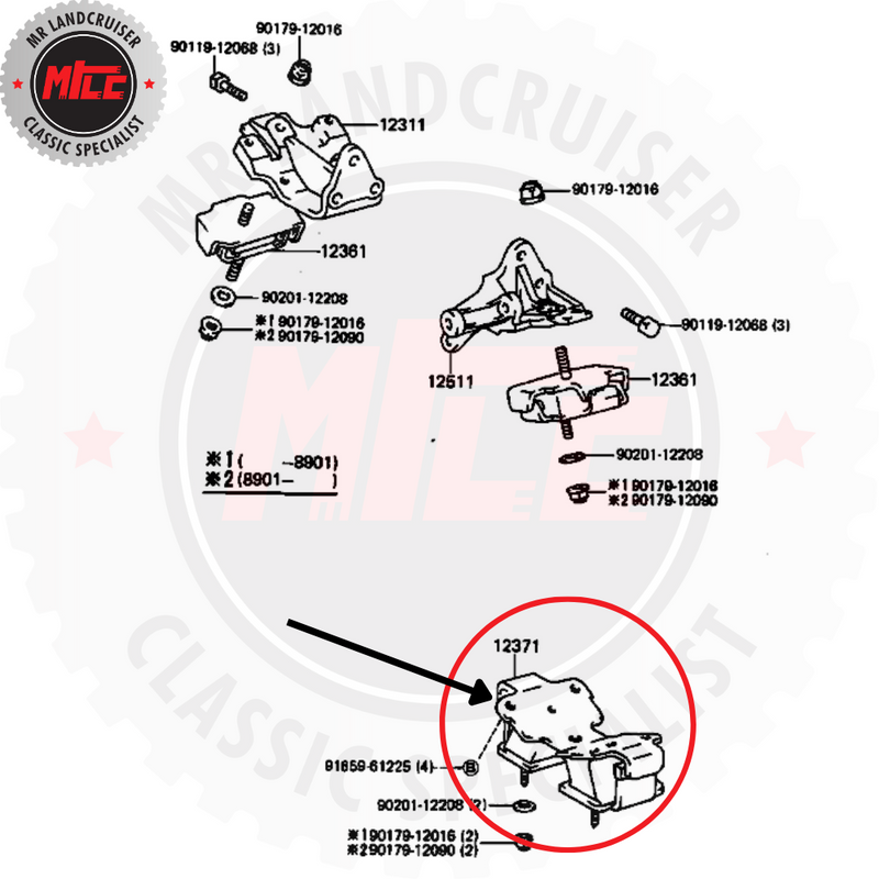Engine Mount Rear 3F suits 60 Series & 70 Series Toyota Landcruiser ...