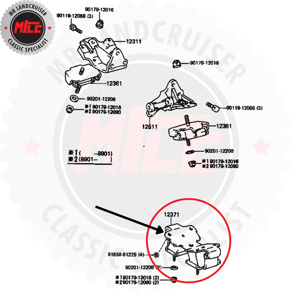 3F Engine Mount Rear exploded diagram