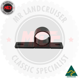 Black metal bracket with branding on a white background