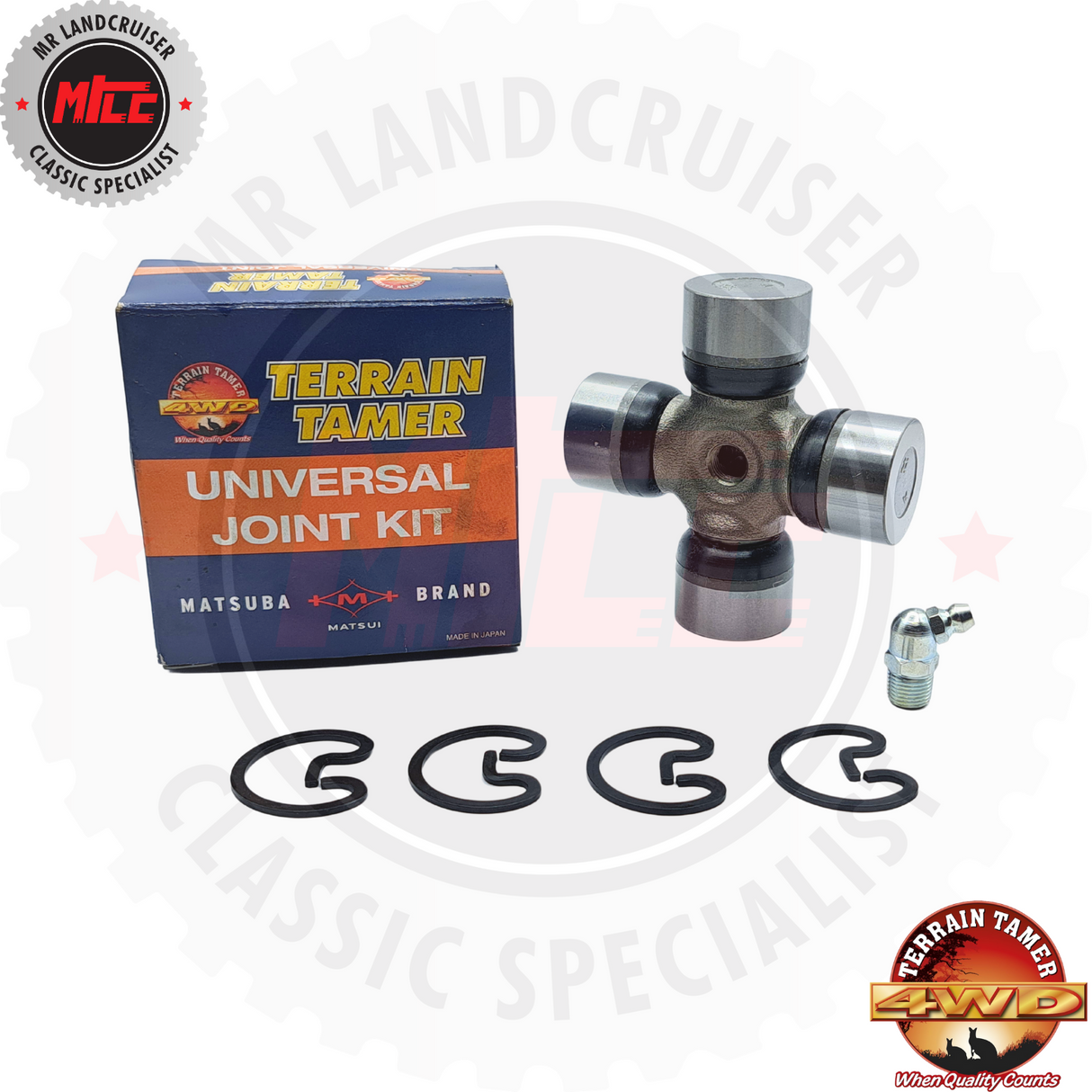 Universal Joint Kit Front & Rear suitable for 40 & 45 series Toyota Landcruiser with packaging and seals