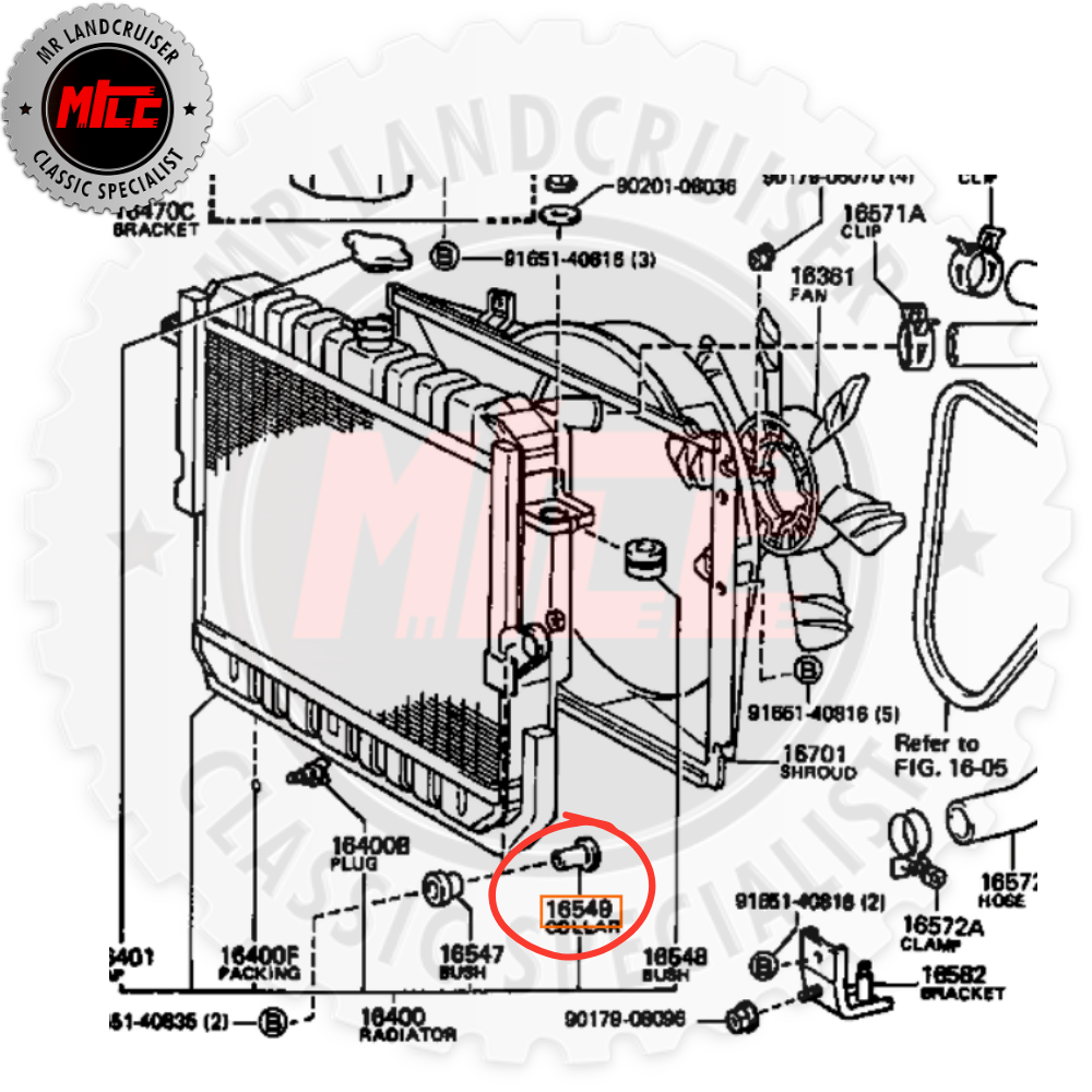 Genuine Radiator Upper Support Cushion Collar No.2 suits 70 Series Toyota Landcruiser | 08/1987 Onwards