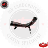 side view of Genuine Toyota Lower Radiator Hose Heater Pipe A/C suits 40 & 60 Series Toyota Landcruiser 08/1980 - 07/1987	16577-61120