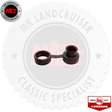 A small black rubber or plastic mechanical component with two circular rings and a short connecting tab, centered on a light gray branded background with MR Land Cruiser text and an MITE logo badge.