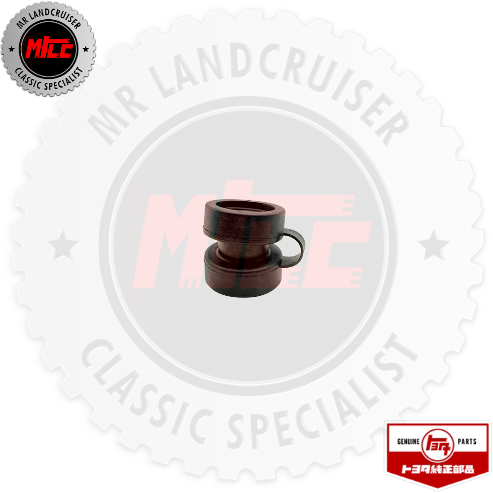 A small dark brown wooden cylindrical component with a loop handle, centered on a light gray branded background with MR Land Cruiser text and MITE badges.