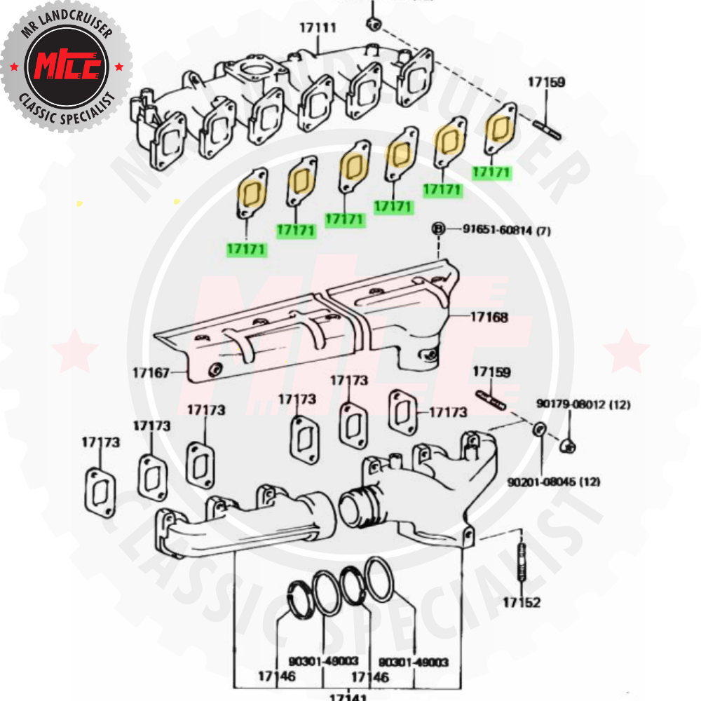 Genuine Toyota 2H Intake to exhaust Manifold Gasket 40, 60, 70 Series