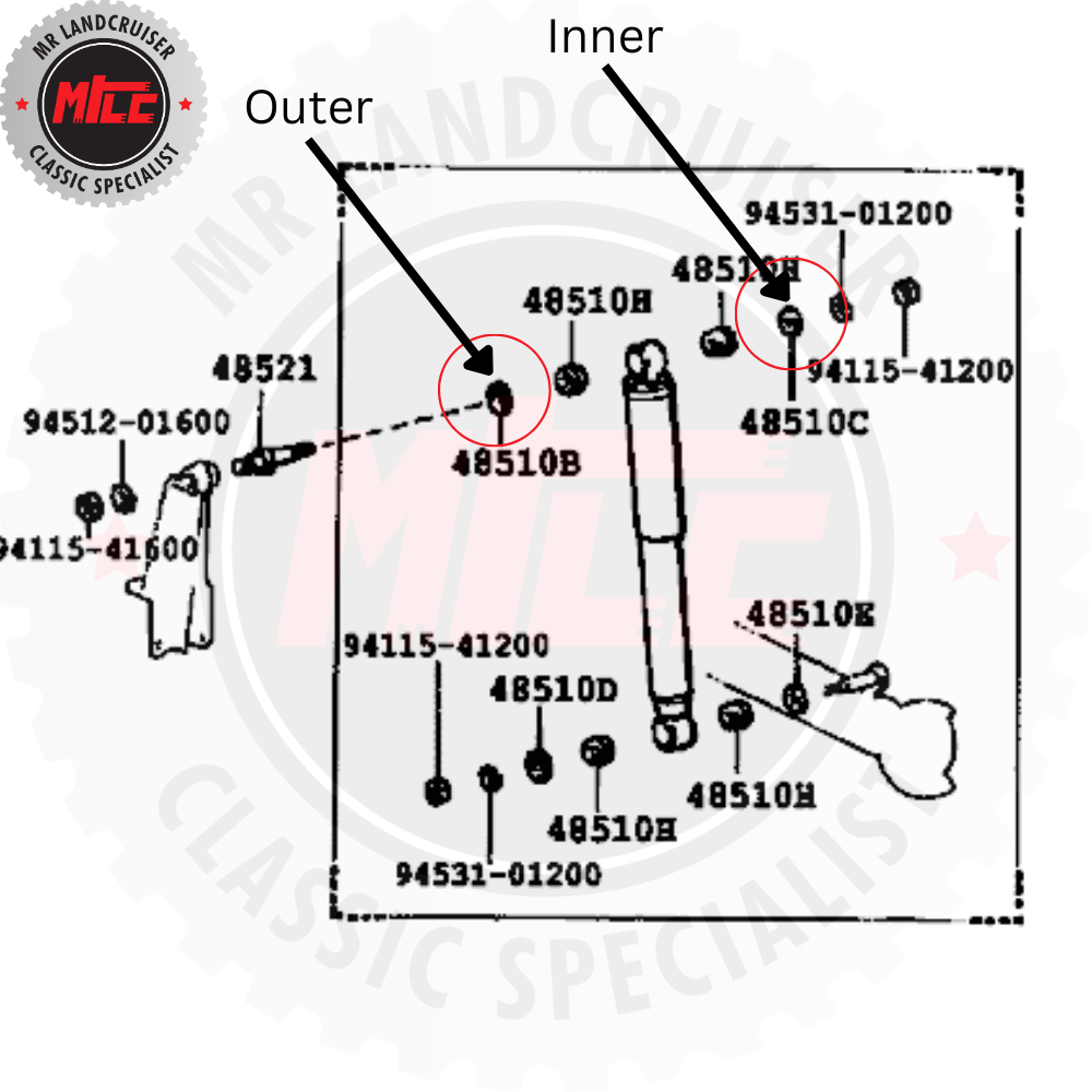 Front shock absorber washer No. 1 & No. 2 installation diagram