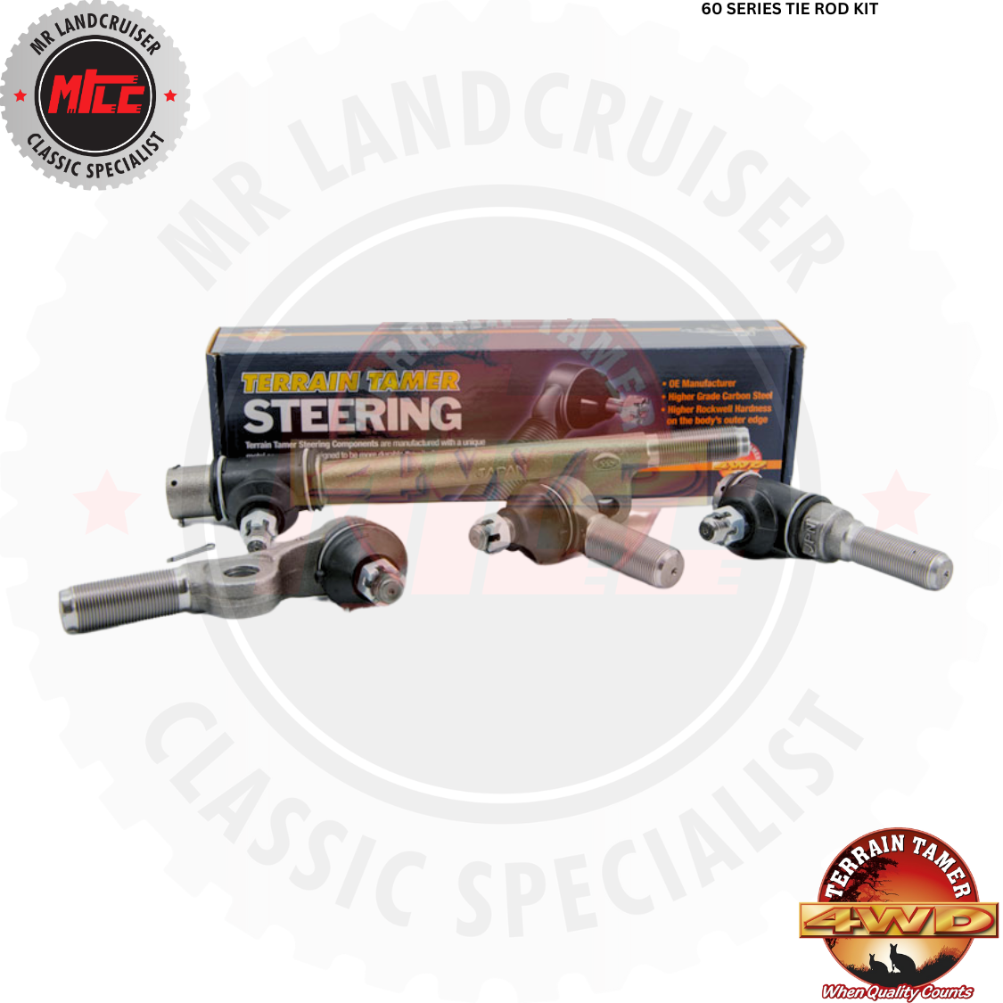 tie rod kit with terrain tamer packaging box to suit 60 series toyota landcruiser