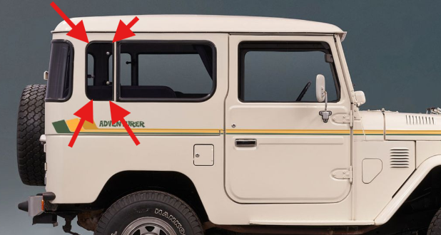 Aftermarket Opening Quarter Window Seal suits 40 Series Landcruiser SWB Shorty 1976-1984