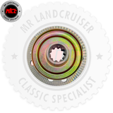 A metallic mechanical bearing or clutch component centered on a white branded background with the text 'MR LANDCRUISER' and a circular 'Mr Land Cruiser Classic Specialist' badge in the top-left corner.