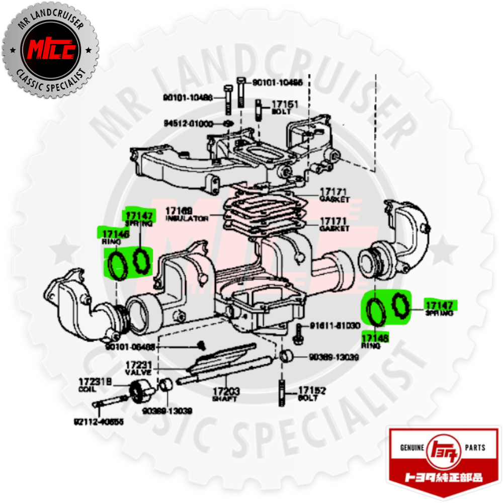 Exhaust Manifold Compression Spring & Retainer Kit suits 2F Toyota Landcruiser with 3 Piece Exhaust Manifold 1980 -