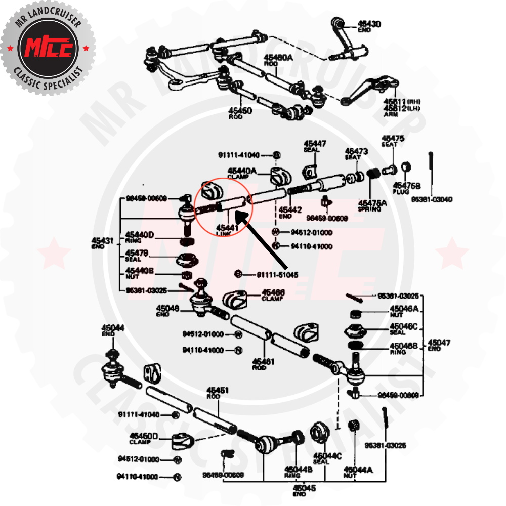 40 Series Drag Link Bar installation diagram