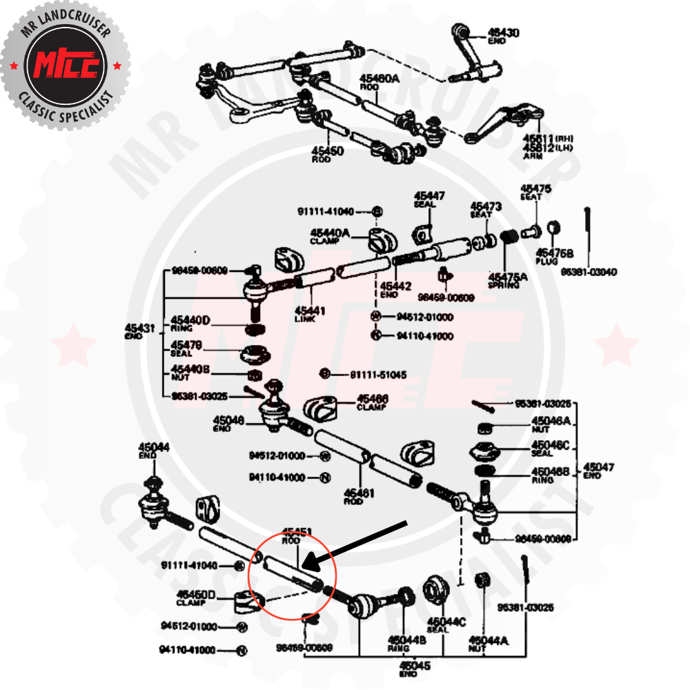  40 Series Relay Rod Bar installation diagram