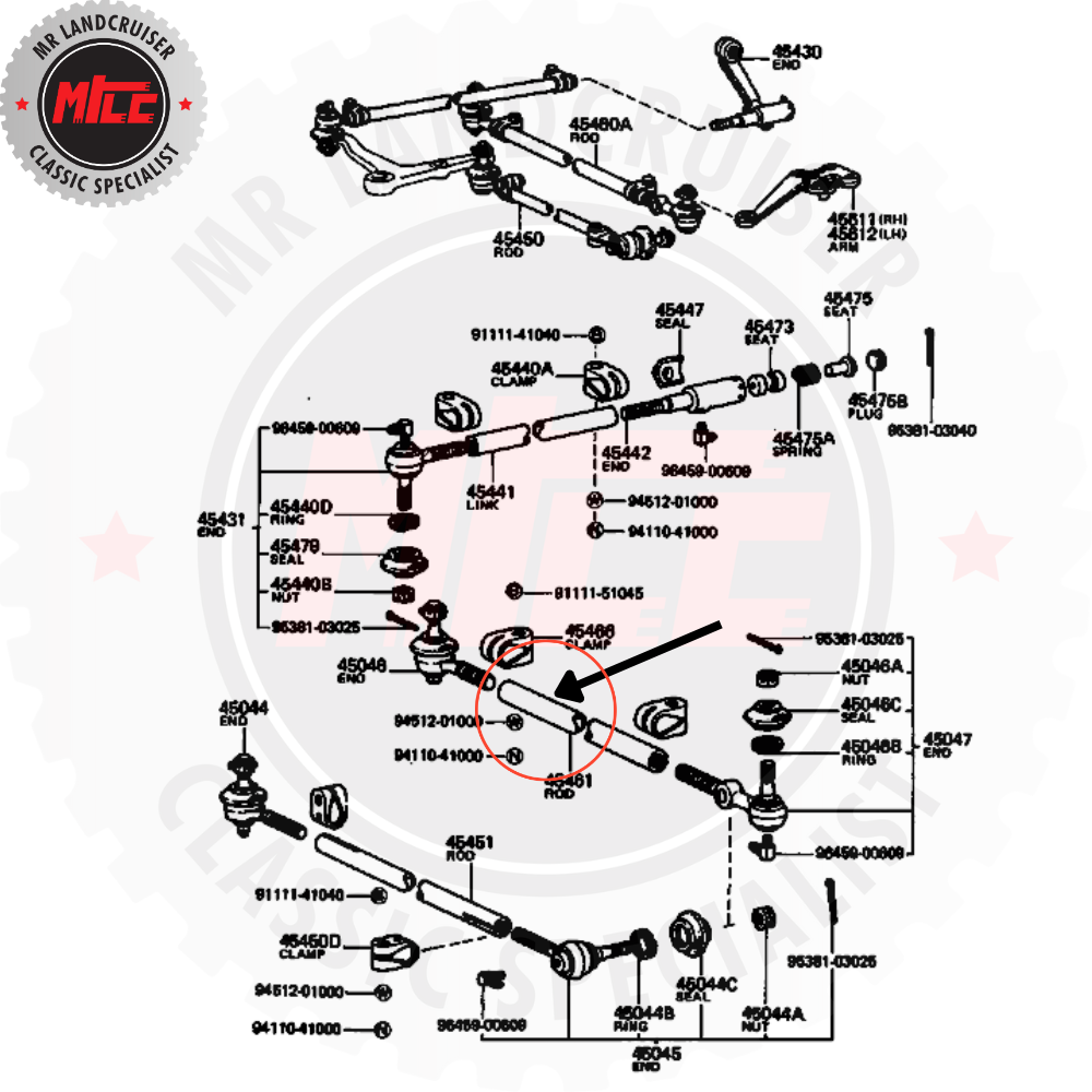 40 Series Tie Rod Bar installation diagram