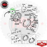 Technical diagram of brake components with parts labeled, featuring the MTE logo.
