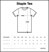 CLECS T Shirt Measurement chart for a t-shirt with dimensions and size guide.