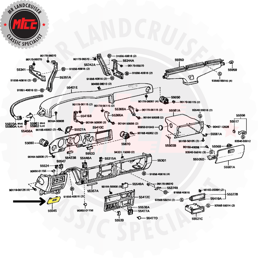 installation diagram of Genuine Landcruiser 60 Series Fuse Box Cover 