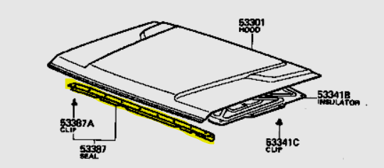 exploded diagram of 60 series bonnet showing location of front bonnet seal