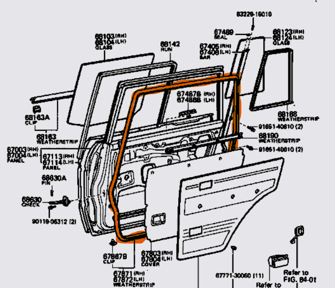 Door Seal Rear suits Toyota Landcruiser 60 Series Wagon 1980–1990