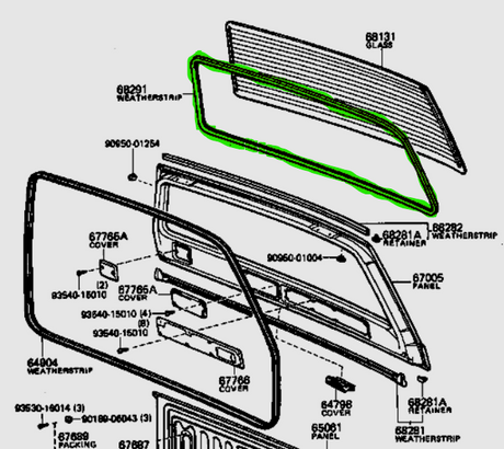 Upper Tailgate Glass Seal All Black suits FJ60 Toyota Landcruiser