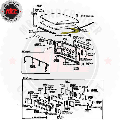 diagram of Roof Packing Seal for 40 Series Ute