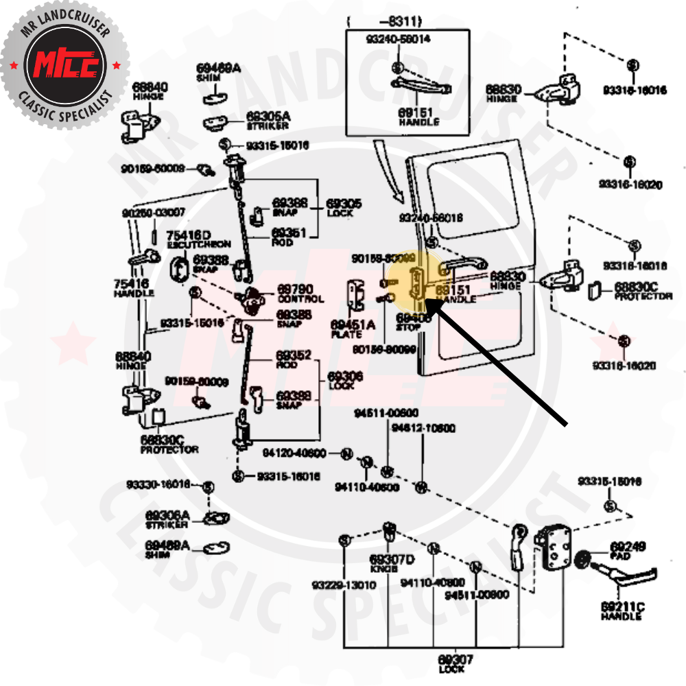 Door Down Stopper Sub-Assembly installation diagram