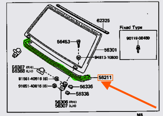 Genuine Front Lower Windscreen to Body Spacer Seal suits 70 Series Toyota Landcruiser Ute (Copy)