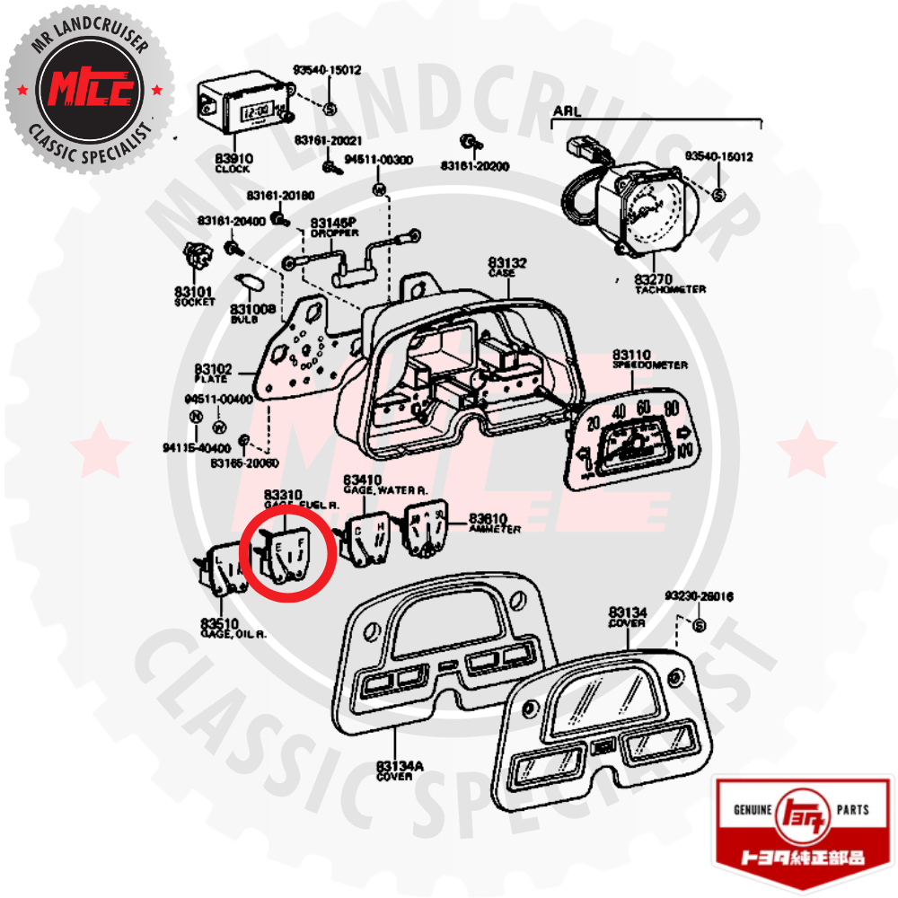 Genuine Instrument Cluster Fuel Gauge suits 40 Series Toyota Landcruiser '74-'84