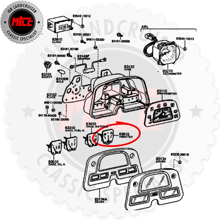 Genuine Toyota Ammeter Gauge – Toyota Landcruiser 40 Series | 50 Amp 24V Dash Mounted | 1980-1984