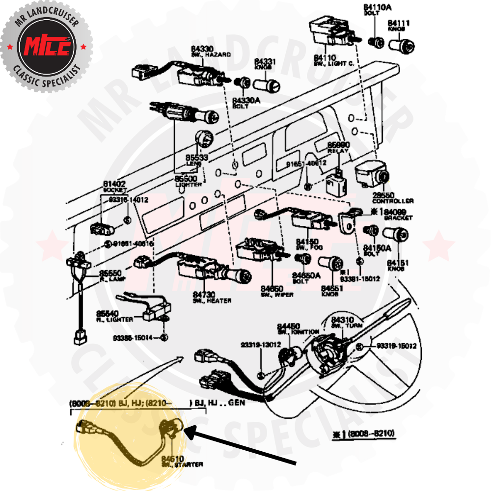 40 Series Glow Back Ignition Switch diagram