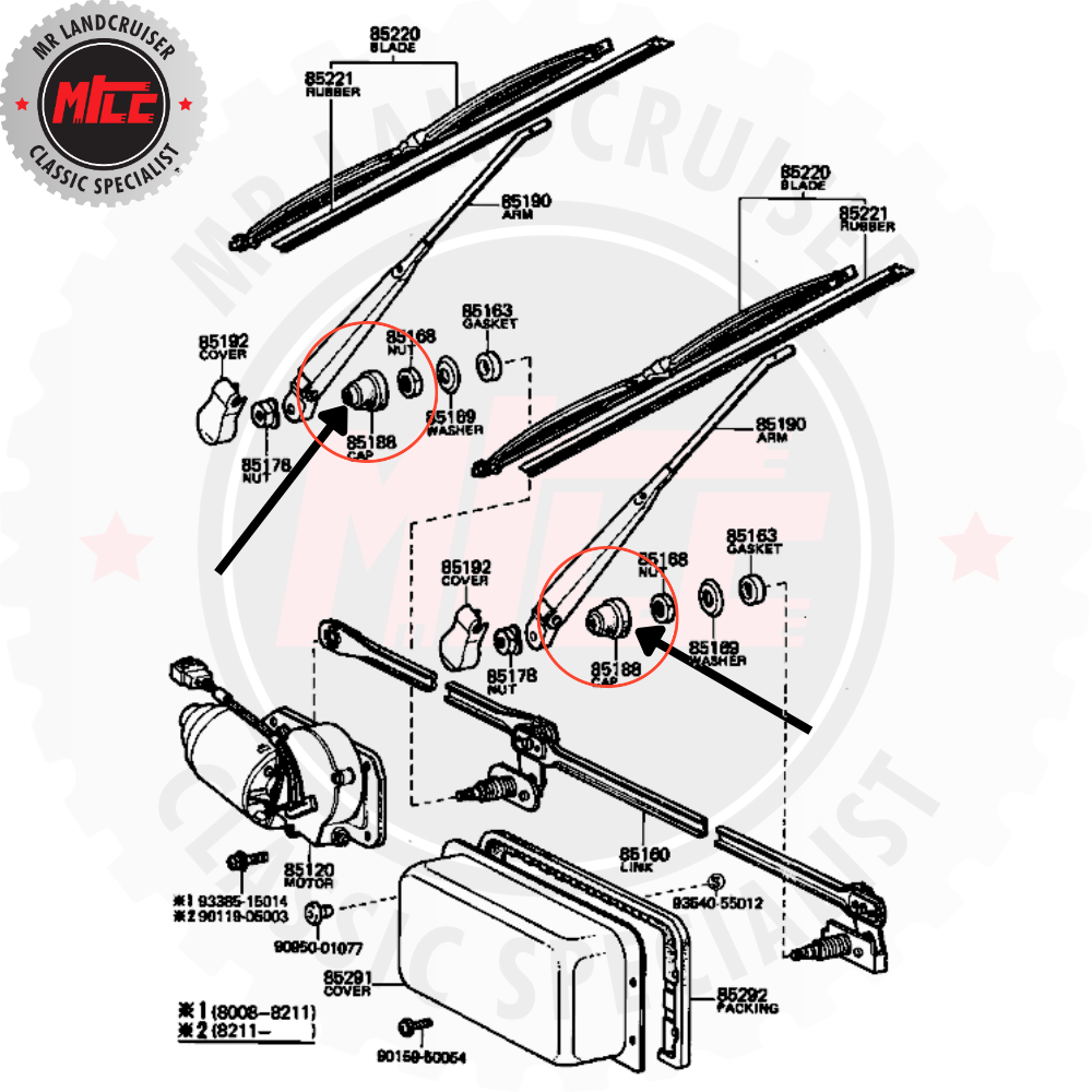 40 Series Windshield Wiper Pivot Cover installation diagram