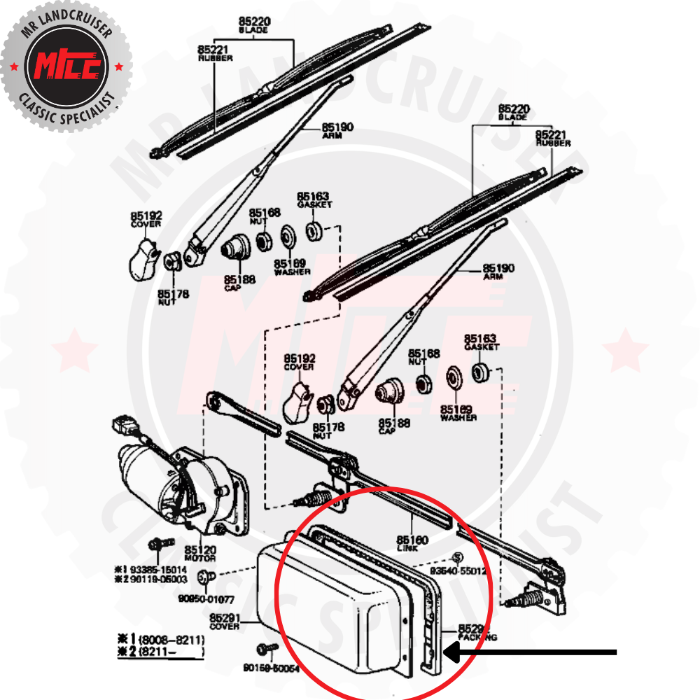 40 Series Windscreen Wiper Motor Cover Packing Seal installation diagram