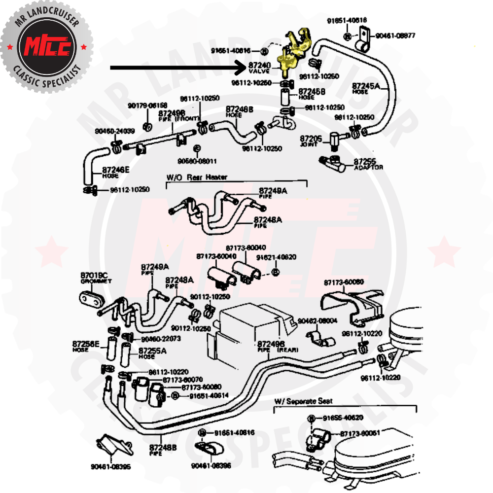 diagram of Heater Tap to suit FJ40 and FJ45 Toyota landcruiser