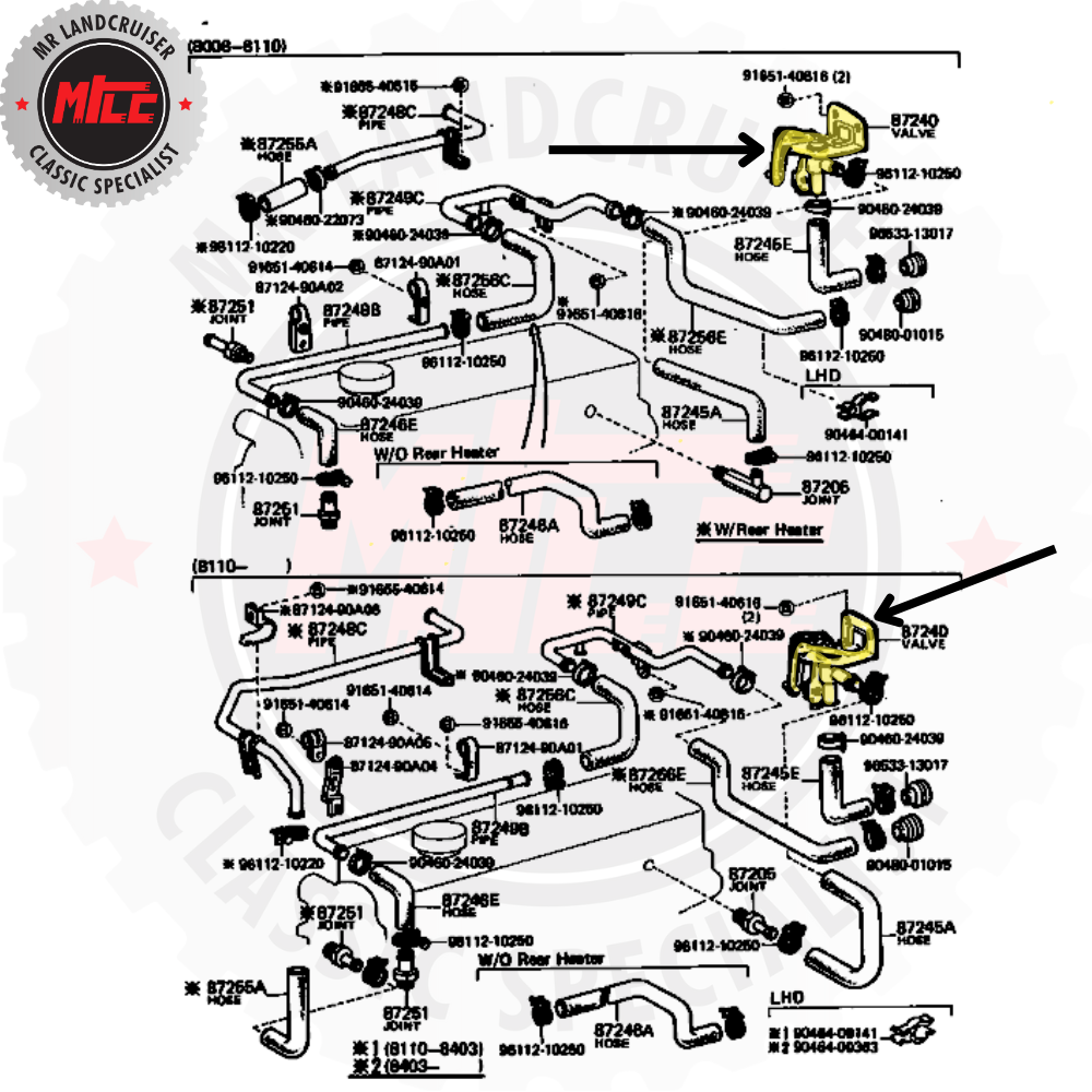 diagram of Heater Tap to suit 60 Series Toyota Landcruiser