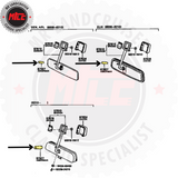 install diagram of  Interior Rear View Mirror Absorber suits 40 Series Toyota Landcruiser 