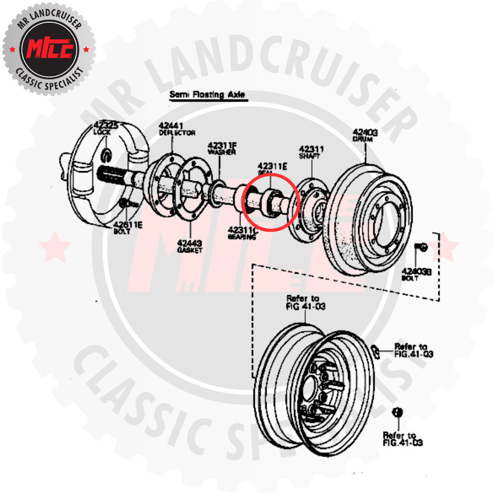 Seal Hub Outer Full Floating Axle suits 40 Series Toyota Landcruiser 09/1975 - 01/1979