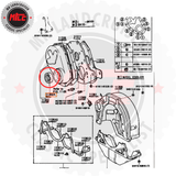 Technical diagram of a vehicle component with labeled parts and specifications.