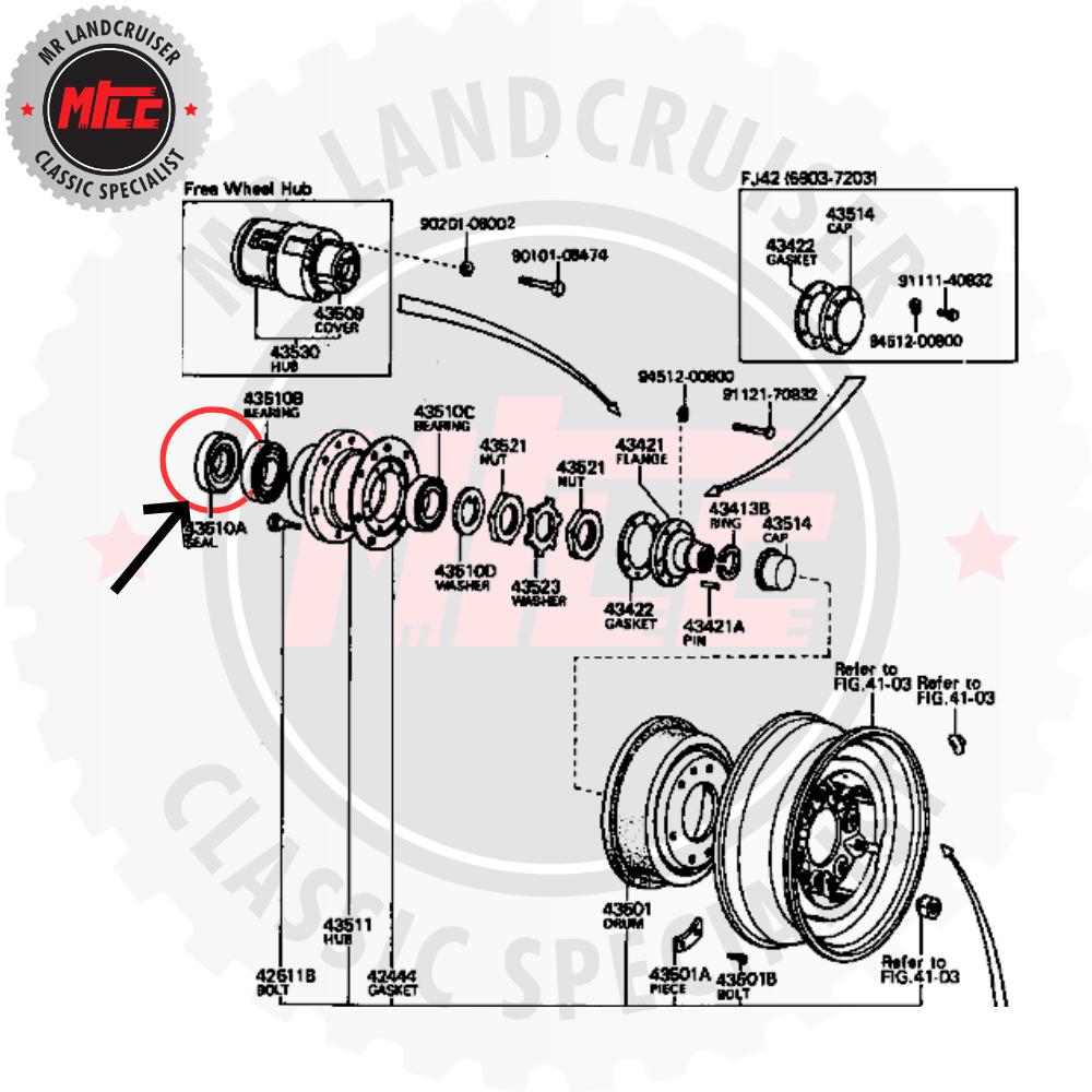 Seal Hub Front Axle suits 40 Series Toyota Landcruiser