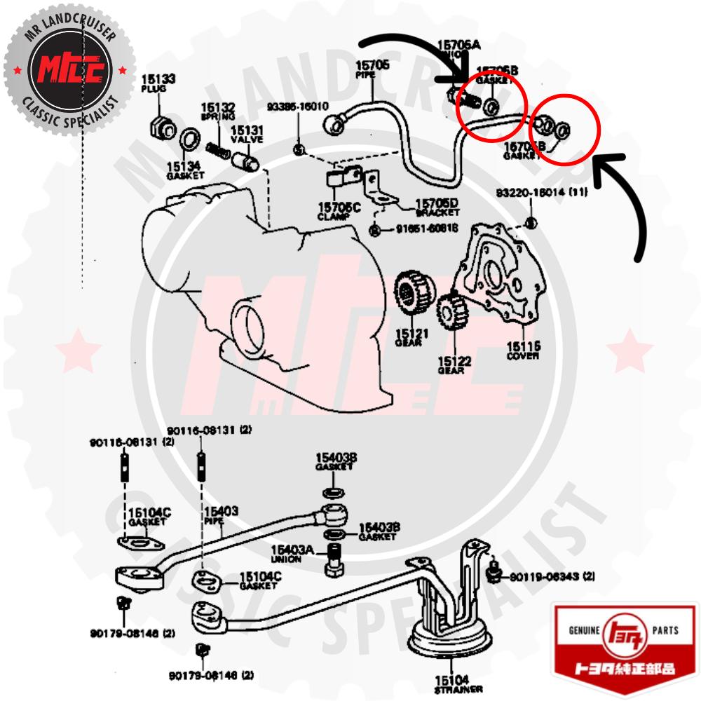 Gasket Vacuum Pump Oil Pressure Pipe suits 40 & 60 Series Toyota Landcruiser